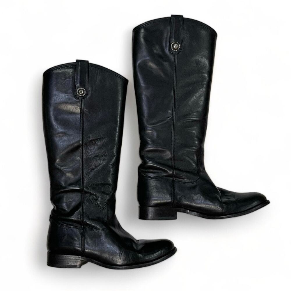 FRYE 7B Melissa Button Tall Boots Black Leather Riding Equestrian Classic VTG